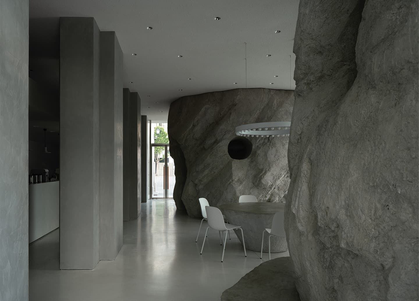 Магнетизм каменных валунов в интерьере кондитерской – проект B.L.U.E Architecture studio