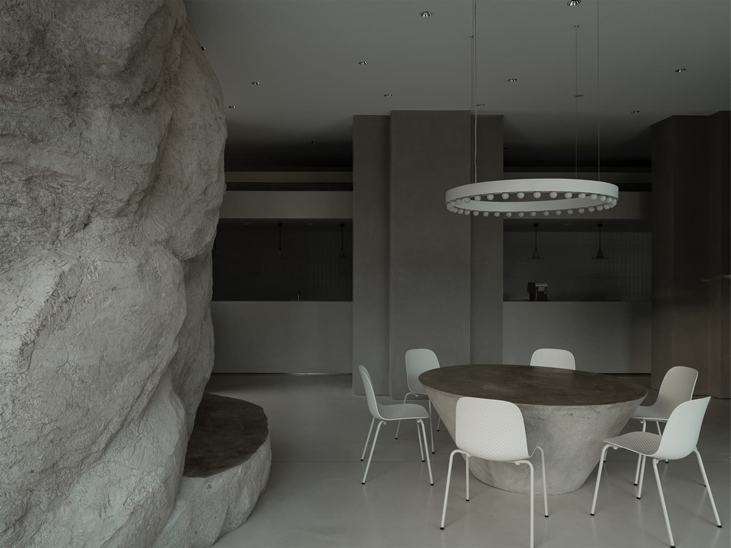 Магнетизм каменных валунов в интерьере кондитерской – проект B.L.U.E Architecture studio