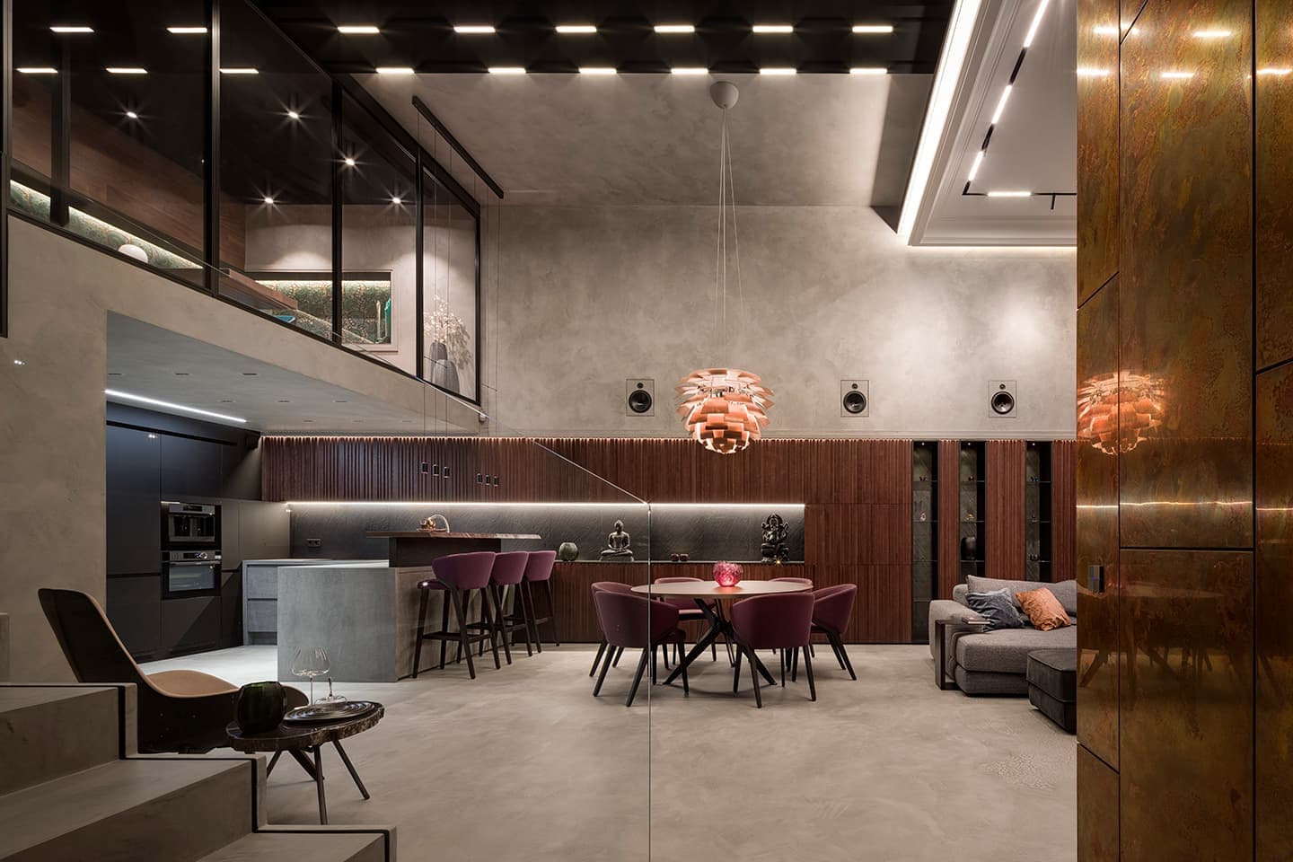 Квартира с просторной гостиной и комнатой для йоги – проект Bureau O.S.A. Design