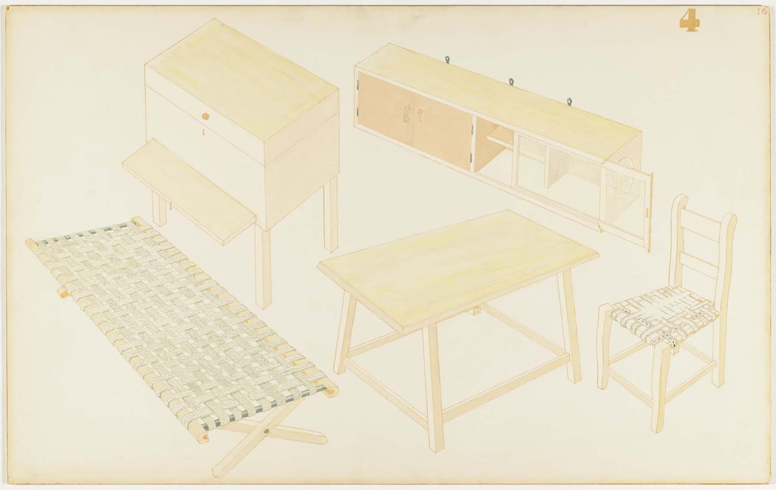 Эскизы Клары Порсет, созданные для конкурса Organic Design in Home Furnishing в 1941 году, MOMA (Нью-Йорк)