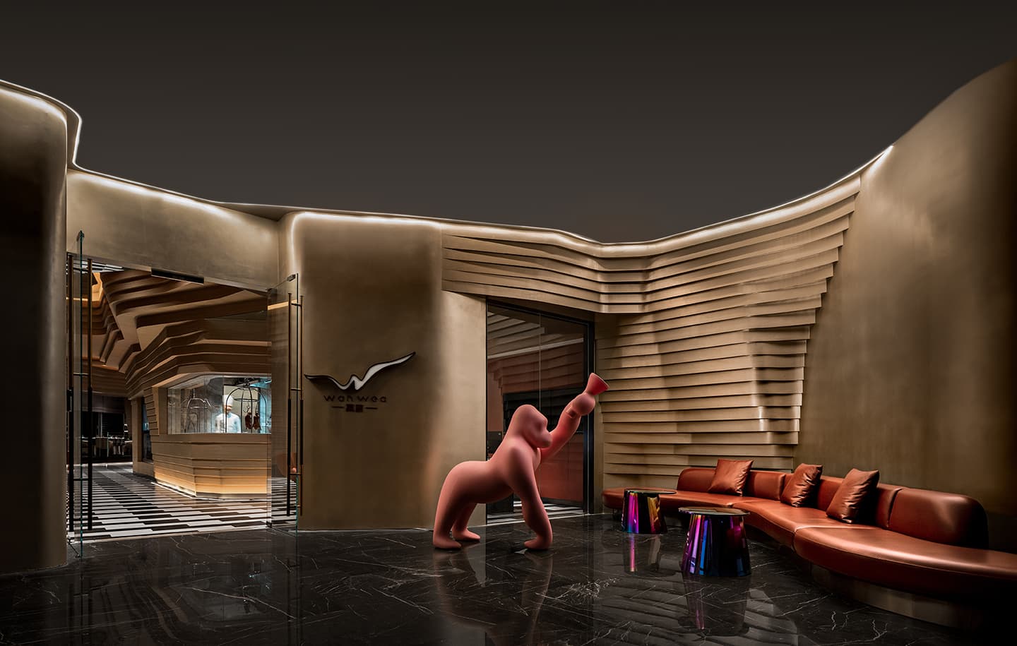 Интерьер китайского ресторана со скульптурным потолком – проект IN.X Design