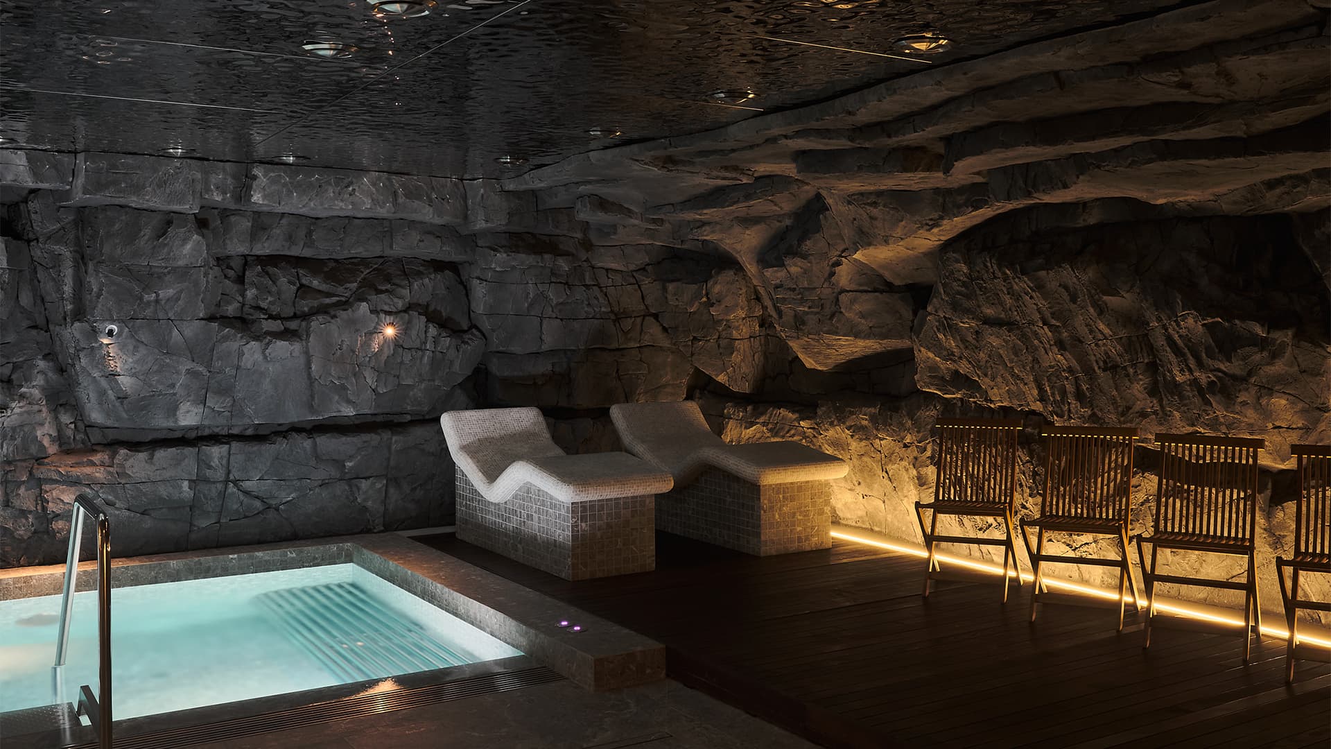 Интерьер подземного SPA-центра, вдохновленный горным озером – проект Levkovich Architects