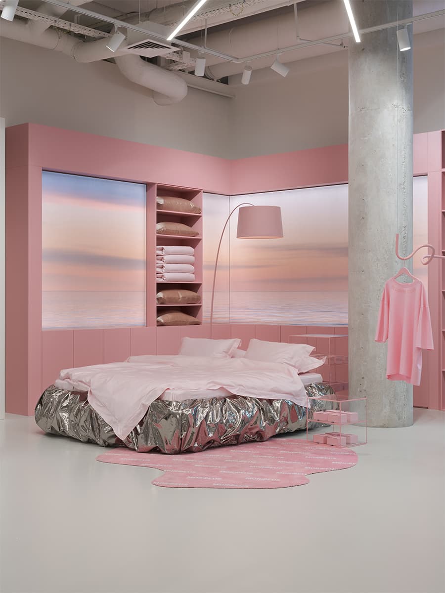 Спокойные тона в оформлении корнера постельного белья – проект Яны Брюхновой