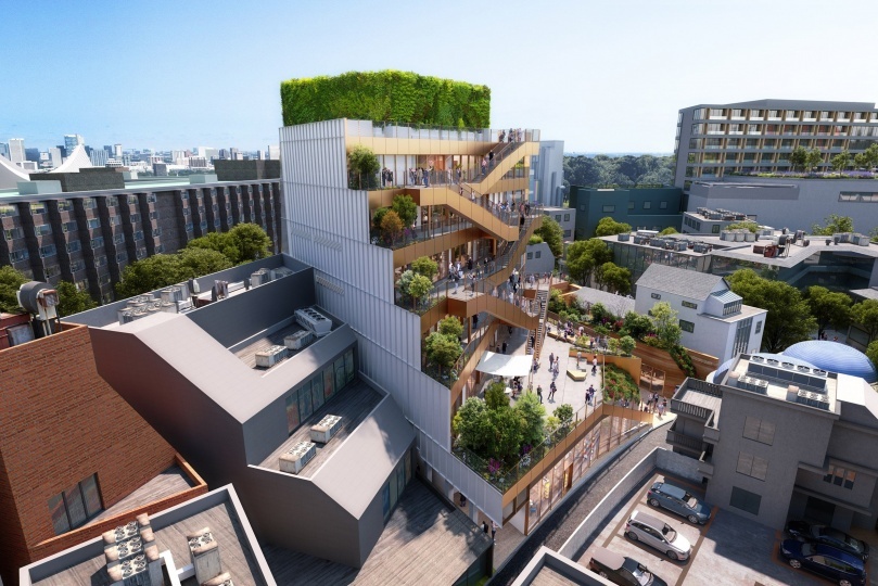 OMA строят торговый центр с двойным фасадом в Токио