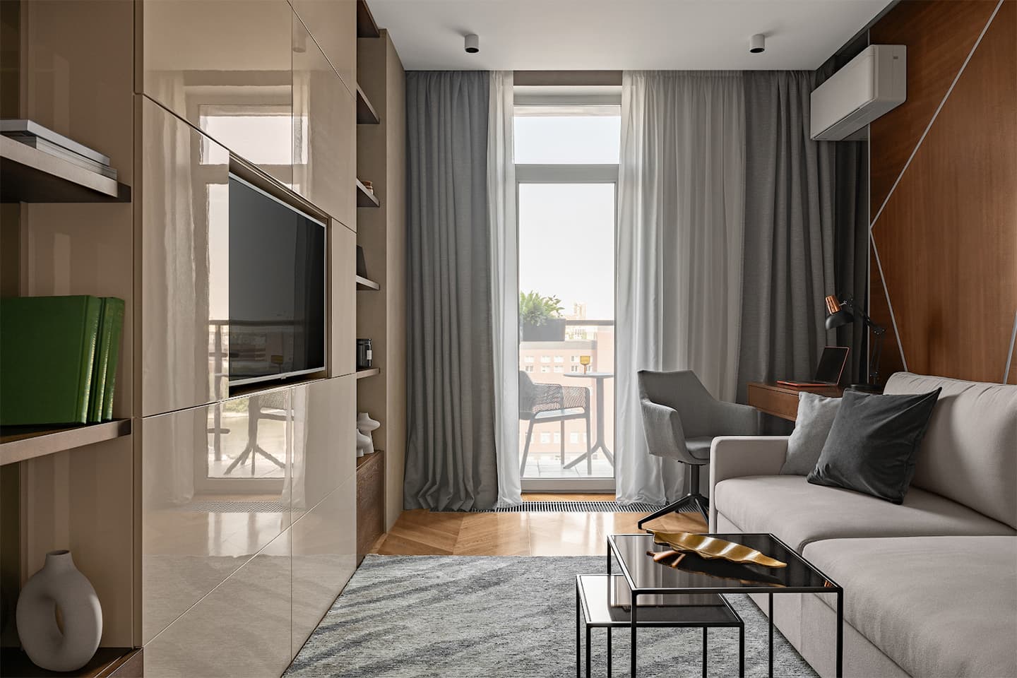 Оранжевые акценты и многообразие фактур в интерьере московской квартиры – проект Виктории Веселовой