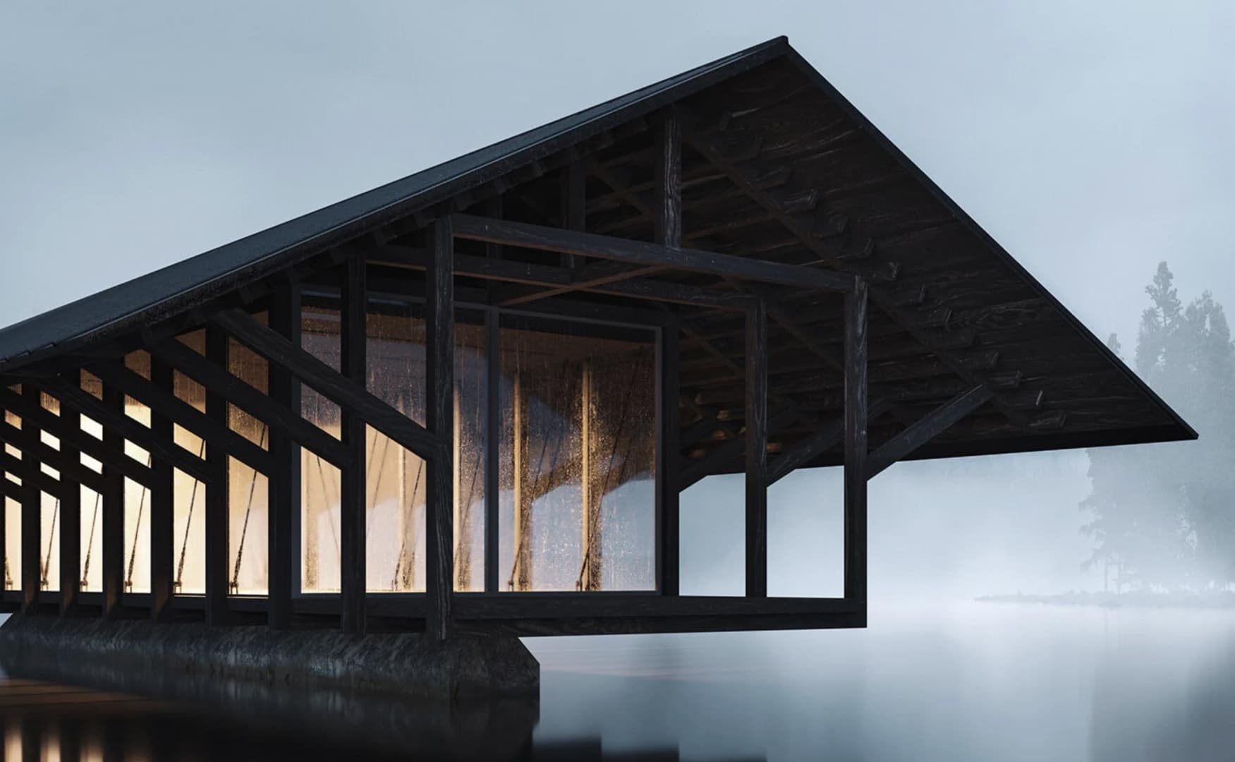 Марк Торп спроектировал павильон для озера в окрестностях Нью-Йорка