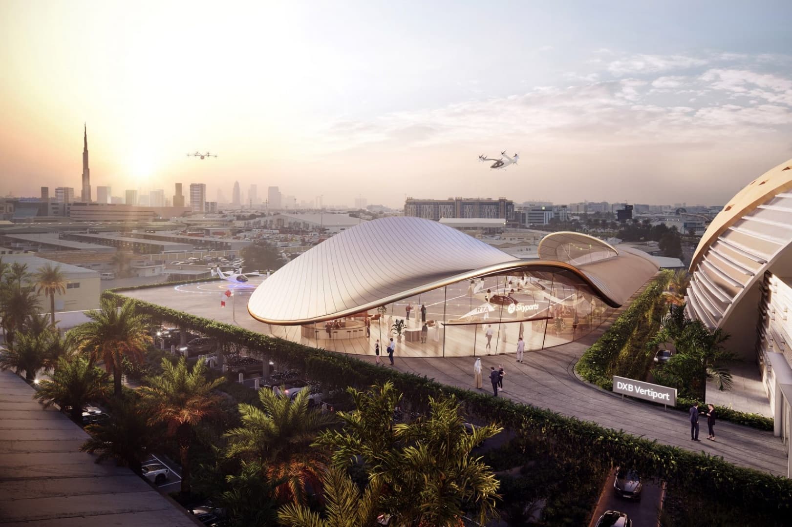 Foster + Partners проектируют терминал аэропорта Дубая для воздушного такси