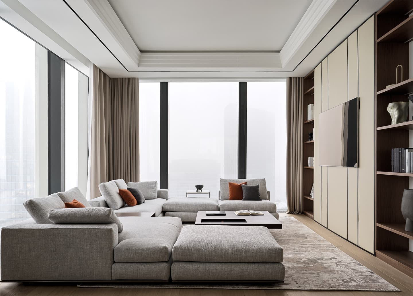 Премиальные материалы и умное зонирование в интерьере квартиры на 64-м этаже небоскреба — проект Анастасии Дэйви и Натальи Шибановой