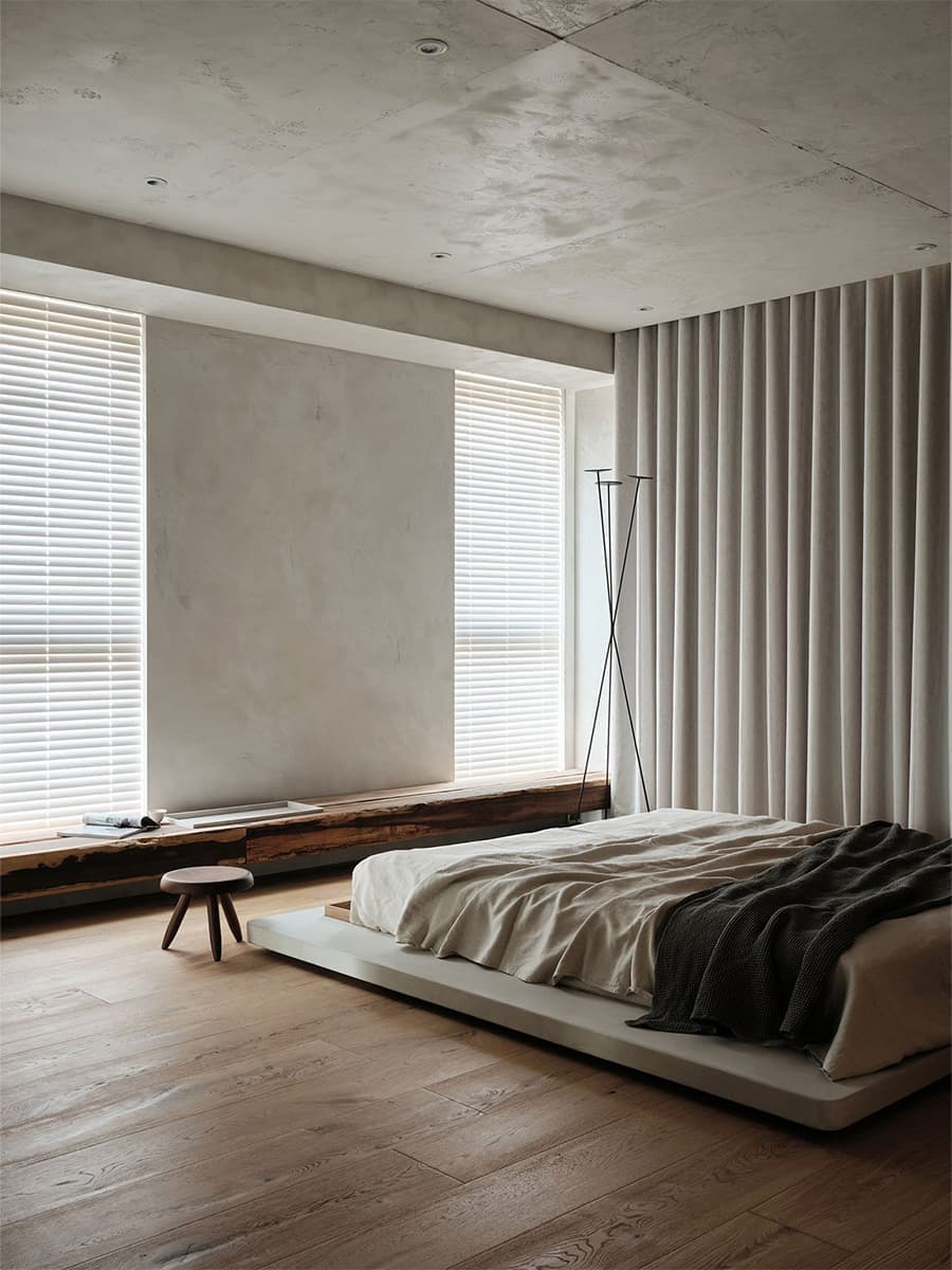 Оттенки Востока: бетон, обожженное дерево и современная мебель в лаконичном интерьере квартиры — проект студии Wei Yi International Design Associates