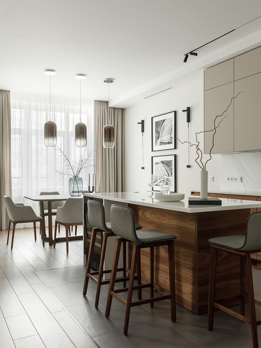 Лаконичный интерьер семейной квартиры с обилием дерева — проект студии MAD ABOUT INTERIOR