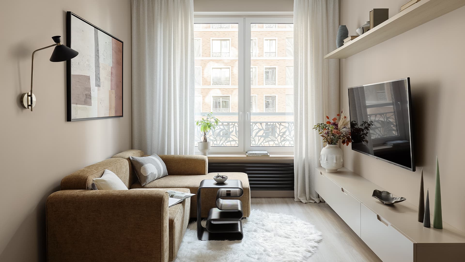 Универсальный интерьер светлой квартиры для сдачи в аренду — проект Натальи Тугановой