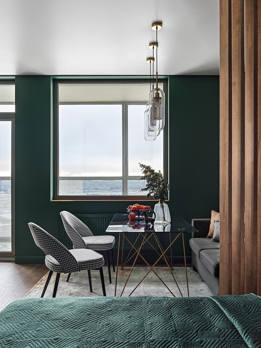 Уютный интерьер компактной квартиры в зеленых тонах — проект Анны Луцкевич