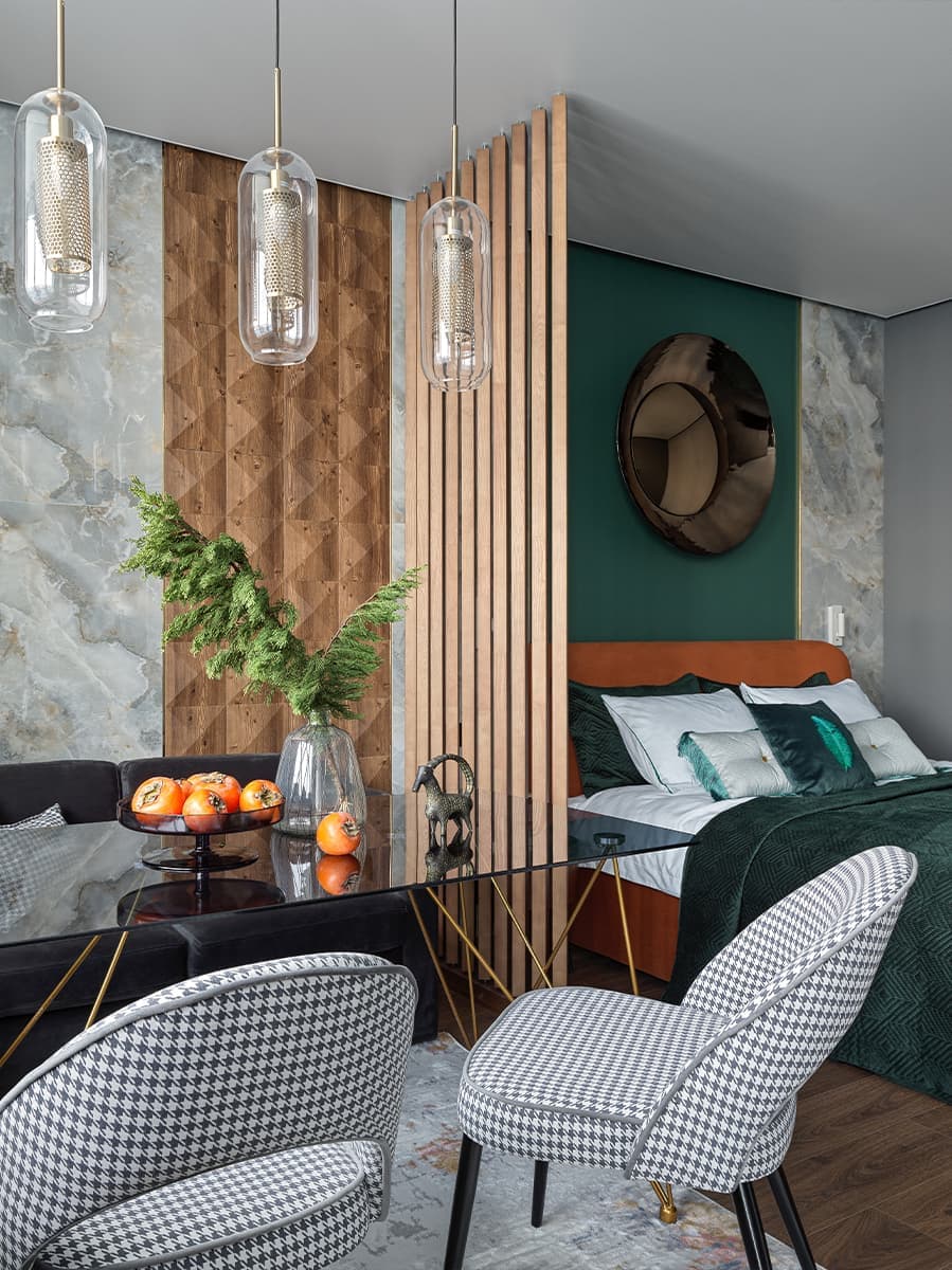 Уютный интерьер компактной квартиры в зеленых тонах — проект Анны Луцкевич